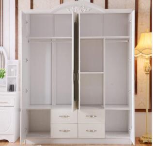 卧室四门衣柜 储物柜开门衣橱 板式大衣柜木质 整体三门柜子家具