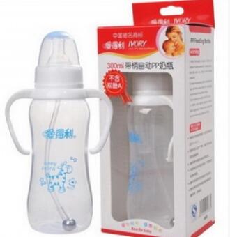 宝宝标准口径奶瓶 爱得利a68带柄自动pp奶瓶 安全无毒300ml