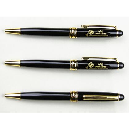 忆涵黑色金属旋转圆珠笔定制商务签字笔宝珠笔印字两种笔芯可选择