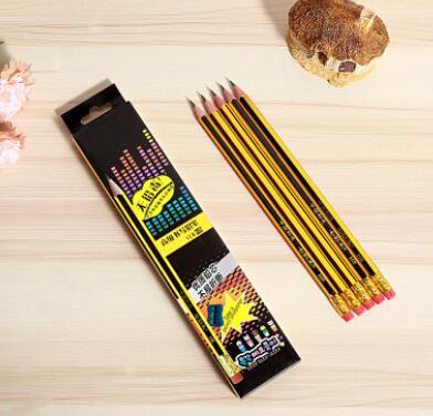 七彩木HB抽条皮头铅笔 12支装环保无铅毒学生专用写字笔厂家直销