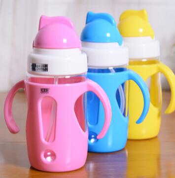 赞诺防漏吸管杯 婴儿带手柄饮水杯儿童水壶 宝宝喝水杯幼儿学饮杯