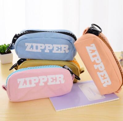 韩国文具简约ZIPPER笔袋大容量帆布铅笔盒创意学生用品文具袋批发