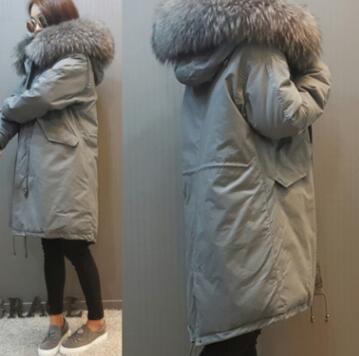 2017冬装新款超大貉子毛领棉衣女中长款韩版加厚保暖时尚外套女