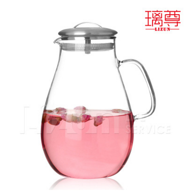 厂家批发耐高温玻璃茶壶 冷水壶 凉水壶 水滴壶耐热加厚1.9L