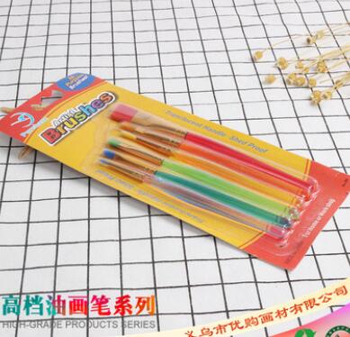 厂家直销 高品质尼龙毛塑料铝管6支装彩色杆儿童DIY画笔 画材批发