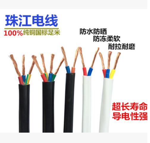 珠江RVV2芯3芯电线电缆*1.5/2.5/4/6平方护套线国标国标铜芯电缆