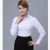 2017女装长袖衬衫韩版修身OL职业正装 白色细斜纹衬衣