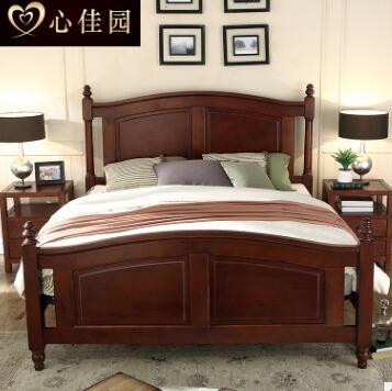美式乡村实木床 现代地双人床1.5 1.8米卧室婚床厂家直销