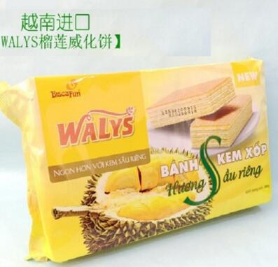 越南进口 WALYS浓香榴莲味威化饼干 200g
