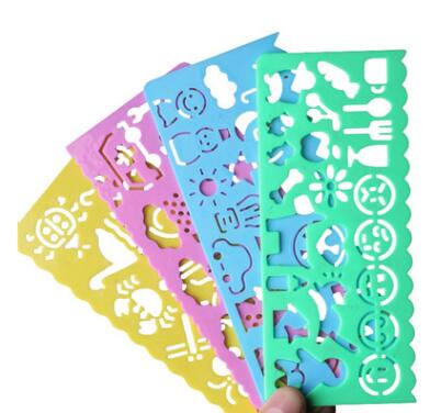 韩式文具 画图塑料尺学生多功能绘图尺镂空花纹尺 创意模板手帐尺