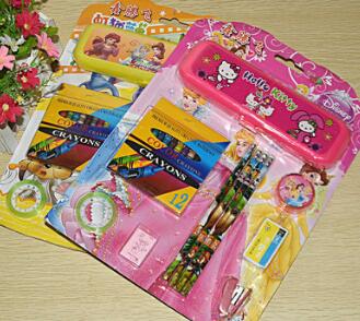 小学生文具套装8件 幼儿园卡通八件套学习奖励礼盒 淘宝儿童赠品
