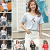 夏季女装短袖T恤时尚简约韩版宽松印花打底衫 同批外贸单货源直销