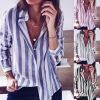 亚马逊wish速卖通ebay2018秋季新款欧美条纹糖果色长袖衬衫上衣女