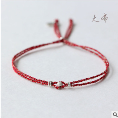 [9254]925纯银珠手链 单圈 代发货 纯银 红绳编织 简约细款手链
