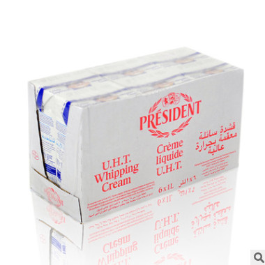 法国总统淡奶油6×1L 高温消毒淡奶油 动物奶油 健康烘焙食材