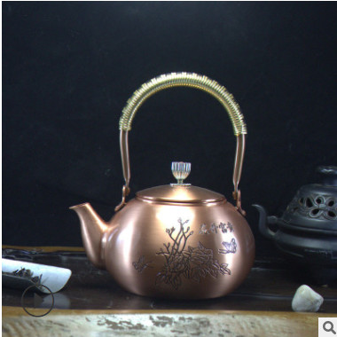 纯手工焊接纯銅加厚銅壶烧水壶家用纯紫銅无涂层茶具老茶壶图案
