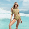 厂家直销优质爆款金色时尚高端欧美风比基尼连体泳衣