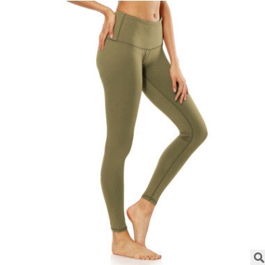 跨境欧美新款运动紧身裤女士健身裤修身提臀纯色高腰大码女瑜伽裤