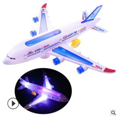空客A380 电动闪光音乐万向飞机模型玩具 梦想号发光客机航空模型