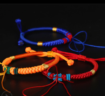 串珠手绳情侣手链手工编制红绳手链手绳可以穿转运珠批发皮绳