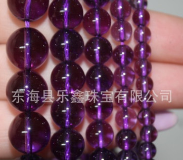 批发东海天然水晶散珠 人造紫水晶圆珠半成品4-14MM