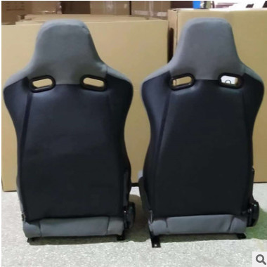 促销改装汽车座椅灰色布料黑色PVC加小碳纹带滑道单调节器赛车椅