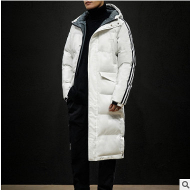 冬季男士休闲条纹棉袄青少年学生长款纯色保暖棉衣7920-P150