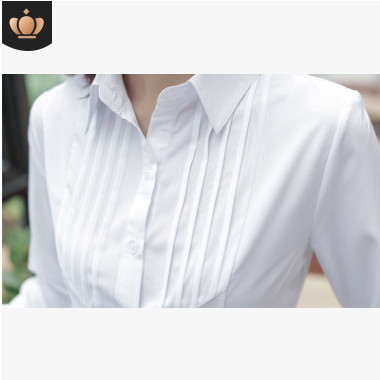施柏阁韩版白衬衫女长袖修身显瘦职业正装加绒加厚上衣女士衬衣