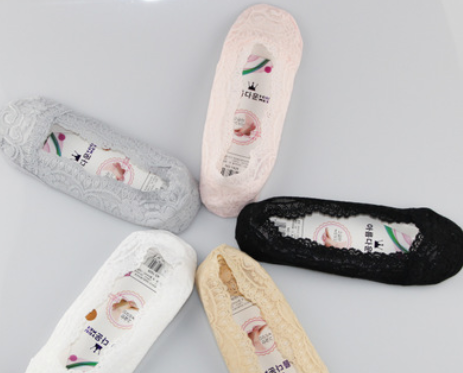 夏季薄款韩版蕾丝船袜花边隐形无痕硅胶防滑船袜子女士浅口隐形袜