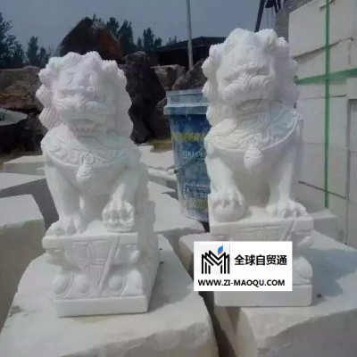 石雕狮子  雕刻石材工艺品  动物雕塑曲阳石雕动物公园摆件