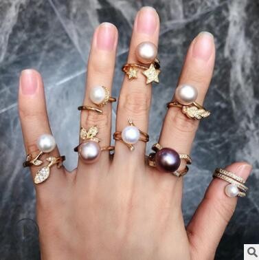 富贵紫大珠经典款四爪珍珠戒指复古手饰欧美风个性气质首饰品代发
