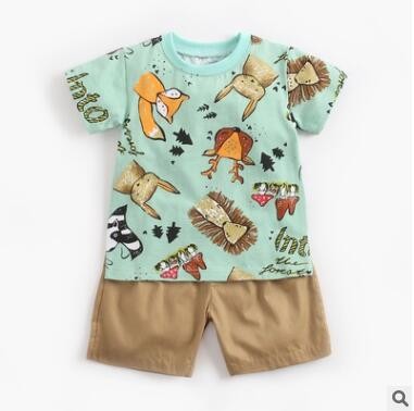 婴儿套装夏季男寶寶卡通短袖T恤+短裤韩版童装两件 ins儿童衣服