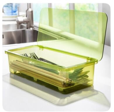盒装 沥水防尘餐具收纳盒 简约时尚筷子盒 厨房收纳用品 塑料筷笼