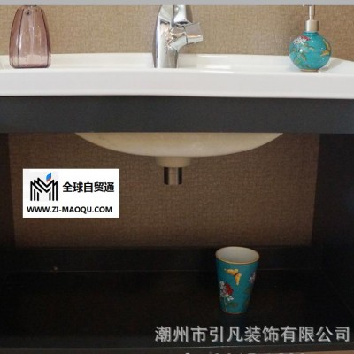 广东卫浴洁具 现代防水集合实木浴室柜 小户型陶瓷台盆卫浴柜