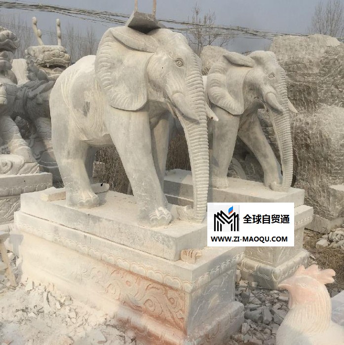 供应广场石材吉祥象 石雕动物大象加工价格  石象厂家
